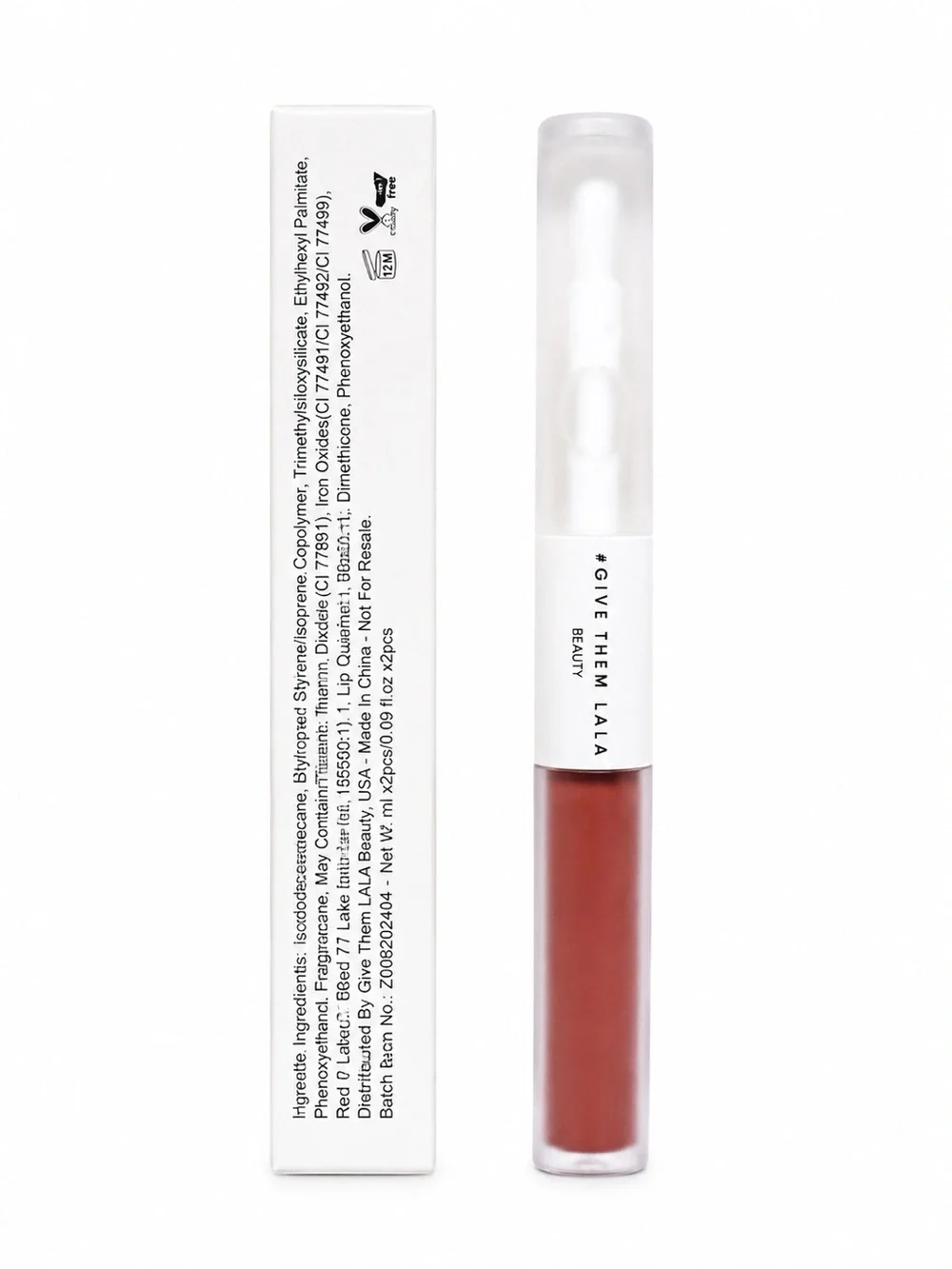 Give Them LALA Beauty Double Ended Lip Duo Birthday Suit NIB New Matte Lip